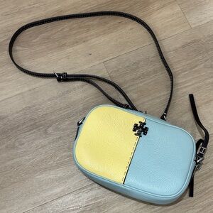 Tory Burch Two-Tone Crossbody Bag in Blue and Yellow